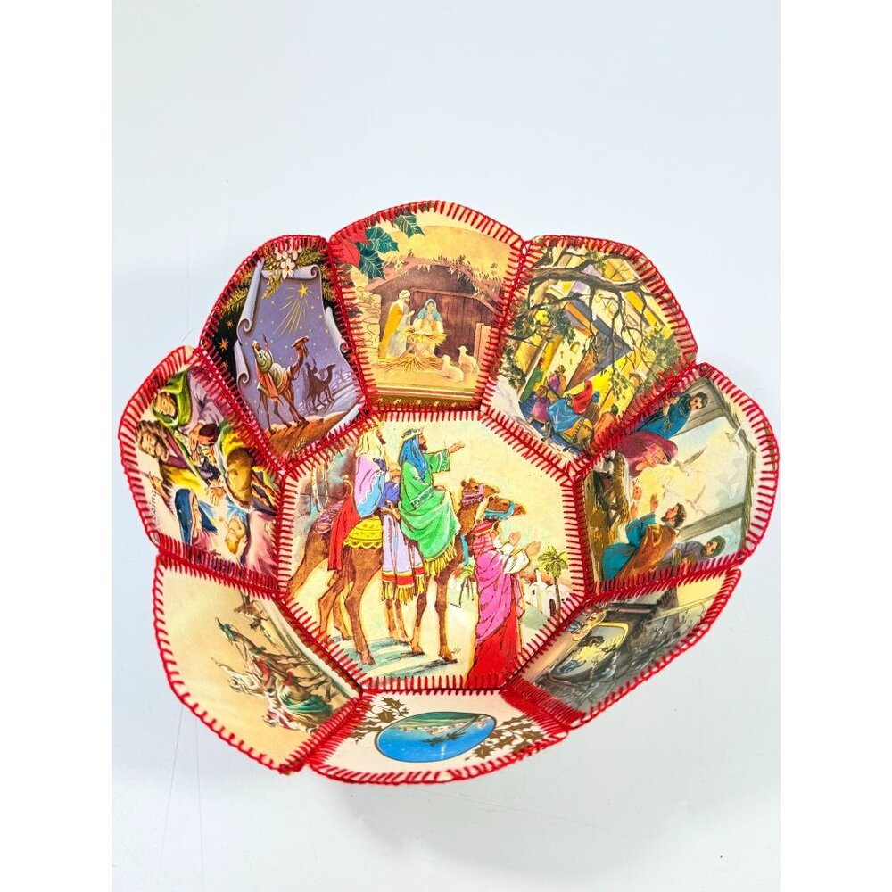 Christmas Card Basket Vintage Handmade Crochet Greeting Card Basket Bowl Christm - Picture 11 of 16